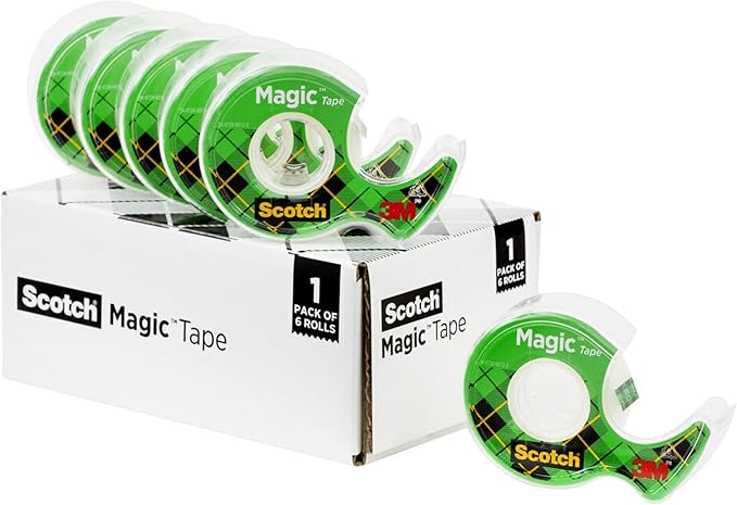 Scotch Magic Tape, Invisible, Home Office Supplies and Back to School Supplies for College and Classrooms, 6 Rolls with Dispensers