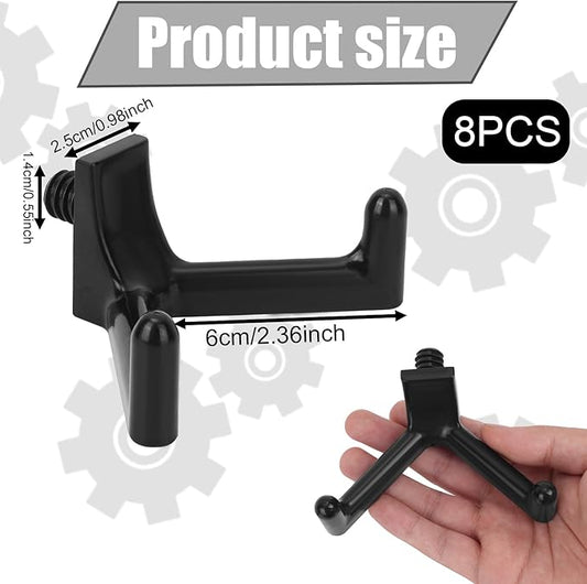 8pcs Storage Shed Hooks for Suncast, V Shaped Durable ABS Hanger Hooks Tool Organizer Accessories Compatible with Suncast (Black)